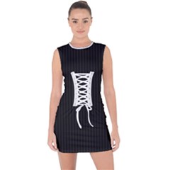 Midnight Black & White - Lace Up Front Bodycon Dress by FashionLane