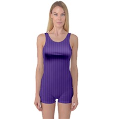 Spanish Violet & White - One Piece Boyleg Swimsuit