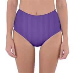 Spanish Violet & White - Reversible High-Waist Bikini Bottoms