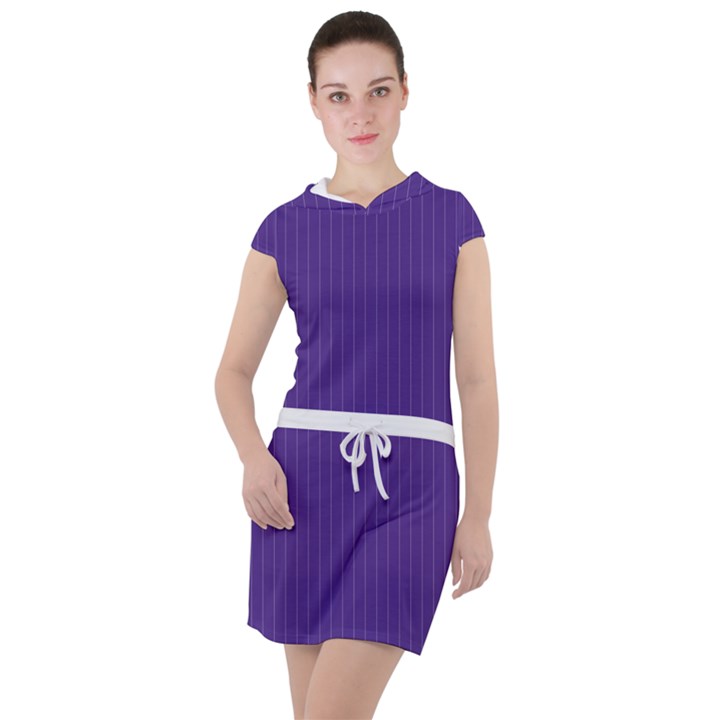 Spanish Violet & White - Drawstring Hooded Dress