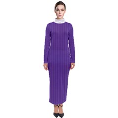 Spanish Violet & White - Turtleneck Maxi Dress