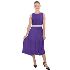 Spanish Violet & White - Midi Tie-Back Chiffon Dress