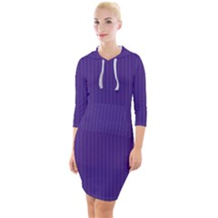 Spanish Violet & White - Quarter Sleeve Hood Bodycon Dress