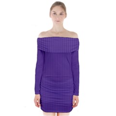 Spanish Violet & White - Long Sleeve Off Shoulder Dress