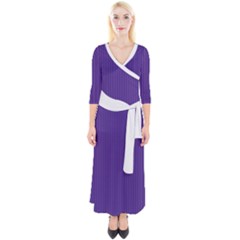 Spanish Violet & White - Quarter Sleeve Wrap Maxi Dress
