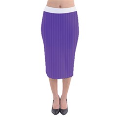 Spanish Violet & White - Velvet Midi Pencil Skirt