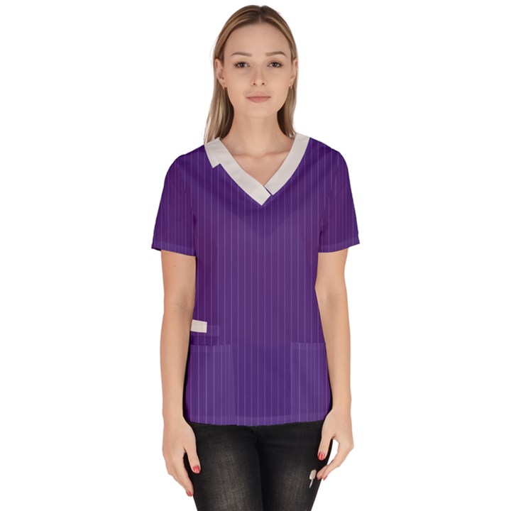 Spanish Violet & White - Women s V-Neck Scrub Top