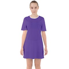 Spanish Violet & White - Sixties Short Sleeve Mini Dress
