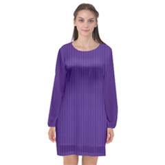 Spanish Violet & White - Long Sleeve Chiffon Shift Dress 