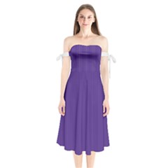 Spanish Violet & White - Shoulder Tie Bardot Midi Dress
