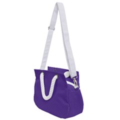 Spanish Violet & White - Rope Handles Shoulder Strap Bag