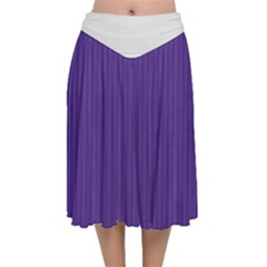 Spanish Violet & White - Velvet Flared Midi Skirt