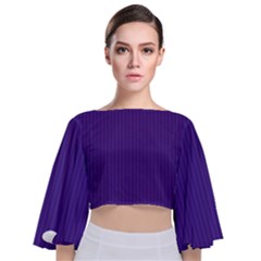 Spanish Violet & White - Tie Back Butterfly Sleeve Chiffon Top