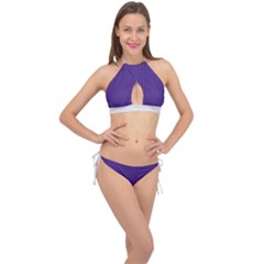 Spanish Violet & White - Cross Front Halter Bikini Set