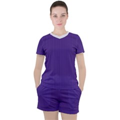 Spanish Violet & White - Women s Tee and Shorts Set