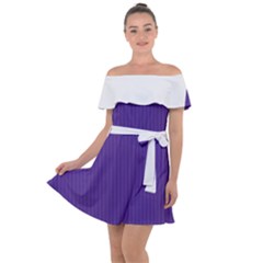 Spanish Violet & White - Off Shoulder Velour Dress