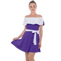 Spanish Violet & White - Off Shoulder Velour Dress View1