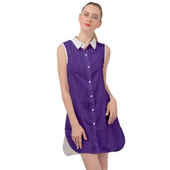 Spanish Violet & White - Sleeveless Shirt Dress