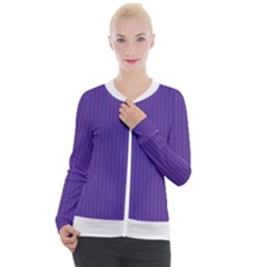 Spanish Violet & White - Casual Zip Up Jacket