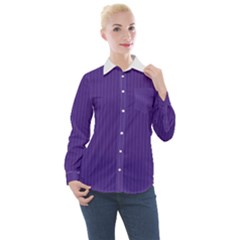 Spanish Violet & White - Women s Long Sleeve Pocket Shirt
