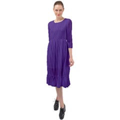 Spanish Violet & White - Ruffle End Midi Chiffon Dress