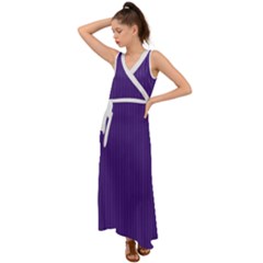 Spanish Violet & White - V-Neck Chiffon Maxi Dress