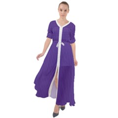 Spanish Violet & White - Waist Tie Boho Maxi Dress by FashionLane