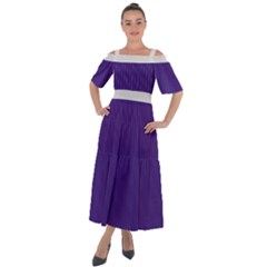 Spanish Violet & White - Shoulder Straps Boho Maxi Dress 