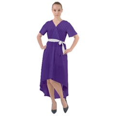 Spanish Violet & White - Front Wrap High Low Dress