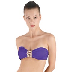 Spanish Violet & White - Twist Bandeau Bikini Top