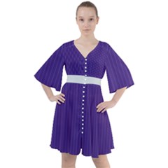 Spanish Violet & White - Boho Button Up Dress