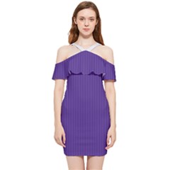 Spanish Violet & White - Shoulder Frill Bodycon Summer Dress