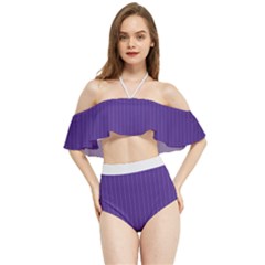 Spanish Violet & White - Halter Flowy Bikini Set 