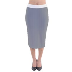 Steel Grey & White - Velvet Midi Pencil Skirt