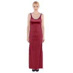 Vivid Burgundy & White - Thigh Split Maxi Dress