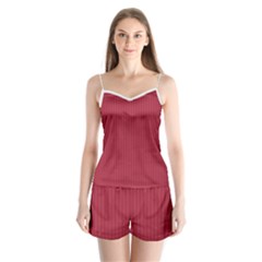 Vivid Burgundy & White - Satin Pajamas Set