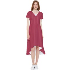 Vivid Burgundy & White - High Low Boho Dress by FashionLane