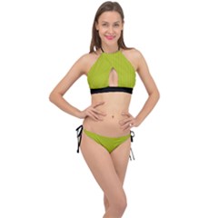 Acid Green & Black - Cross Front Halter Bikini Set by FashionLane