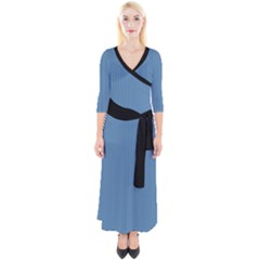 Air Force Blue & Black - Quarter Sleeve Wrap Maxi Dress by FashionLane