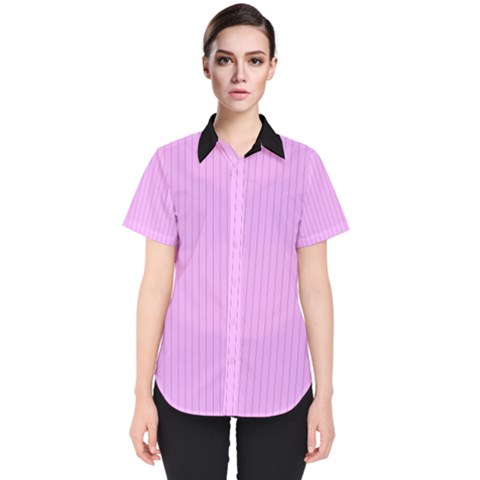 Blossom Pink & Black - Women s Short Sleeve Shirt by FashionLane