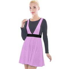 Blossom Pink & Black - Plunge Pinafore Velour Dress by FashionLane