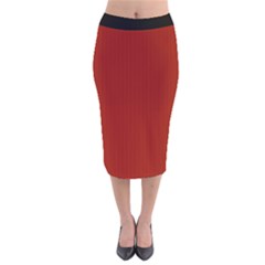 Lipstick Red & Black - Velvet Midi Pencil Skirt