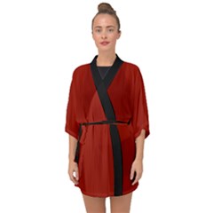 Lipstick Red & Black - Half Sleeve Chiffon Kimono by FashionLane
