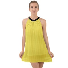 Maize Yellow & Black - Halter Tie Back Chiffon Dress by FashionLane