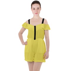 Maize Yellow & Black - Ruffle Cut Out Chiffon Playsuit by FashionLane