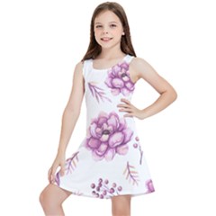 Pink Peonies Pattern Kids  Lightweight Sleeveless Dress by Gingerly