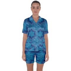 Blue Star Satin Short Sleeve Pyjamas Set by Dazzleway