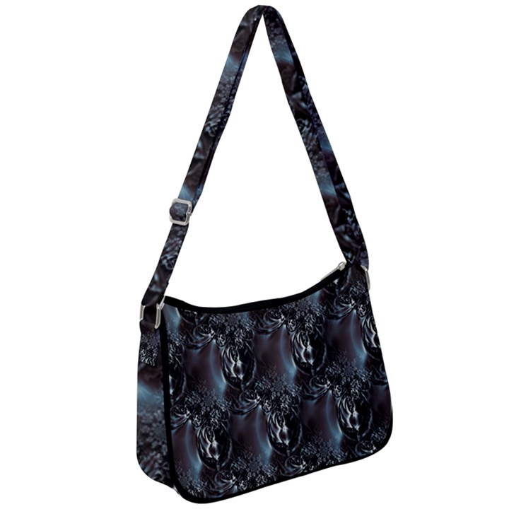Black Pearls Zip Up Shoulder Bag