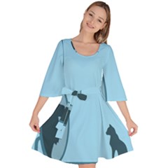 Cat Mirror Lion Velour Kimono Dress