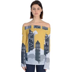 Minimal Skyscrapers Off Shoulder Long Sleeve Top